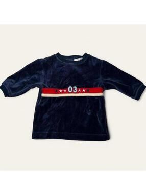 George Racing Navy Velvet Baby Top Size 3 Months